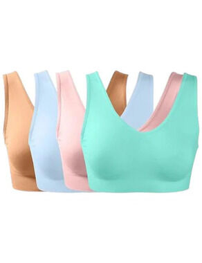 Rhonda Shear Women's 4-pack Seamless Bra Sienna/Blue/Pink/Turquoise -